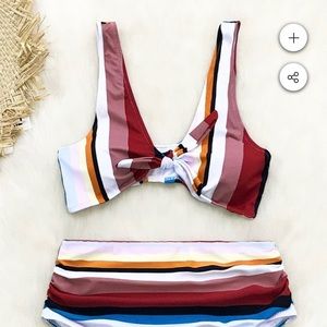 Cupshe high waisted bikini striped